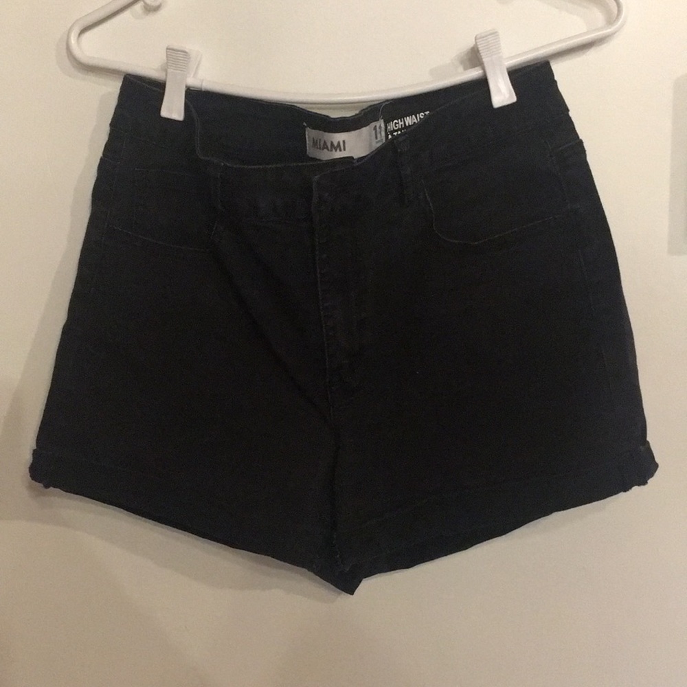 Black denim shorts